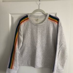 Madewell Cropped Rainbow Stripe Sweatshirt